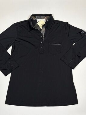 BUGATCHI UOMO THE MASTERS LOS CABOS BLACK 3/4 SLEEVE GOLF POLO WOMEN SIZE MEDIUM